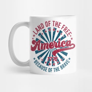 America Land Of The Free Because Of The Brave Retro Mug